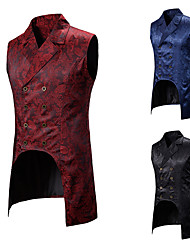 cheap -Plague Doctor Party Distinguished Boutique Stylish Classic Style Masquerade Vest Waistcoat Outerwear Men&#039;s Jacquard Costume Black / Red / Navy Blue Vintage Cosplay Event / Party Sleeveless