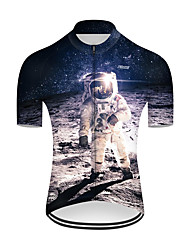 cheap -21Grams® Men&#039;s Short Sleeve Cycling Jersey 3D Astronaut Bike Jersey Top Mountain Bike MTB Road Bike Cycling Blue White Polyester Breathable Ultraviolet Resistant Quick Dry Sports Clothing Apparel