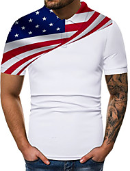 cheap -Men&#039;s Golf Shirt Tennis Shirt Graphic American Flag National Flag Collar Button Down Collar Daily golf shirts Print Short Sleeve Tops Basic White