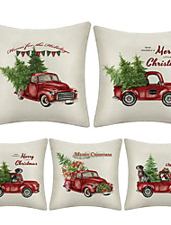 cheap -1 Set of 5 pcs Christmas Series Decorative Faux Linen Throw Pillow Cover 18 x 18 inches 45 x 45 cm