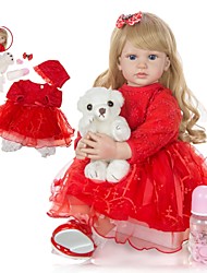 cheap -KEIUMI 24 inch Reborn Doll Baby &amp; Toddler Toy Reborn Toddler Doll Baby Girl Gift Cute Lovely Parent-Child Interaction Tipped and Sealed Nails Half Silicone and Cloth Body with Clothes and Accessories