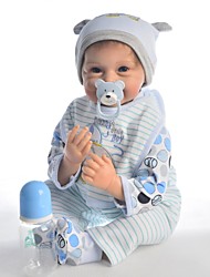 cheap -KEIUMI 22 inch Reborn Doll Baby &amp; Toddler Toy Reborn Toddler Doll Baby Boy Gift Cute Lovely Parent-Child Interaction Tipped and Sealed Nails Half Silicone and Cloth Body with Clothes and Accessories