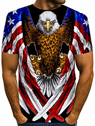 cheap -Men&#039;s Tee T shirt Tee Shirt Graphic Eagle American Flag Independence Day Animal Plus Size Round Neck Daily Weekend Print Short Sleeve Tops Basic Designer Exaggerated Big and Tall Blue Rainbow Red