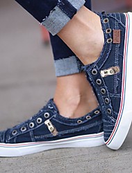 cheap -Women&#039;s Sneakers Canvas Shoes Flat Heel Round Toe Daily Canvas Denim Loafer Summer Solid Colored White Gray Purple