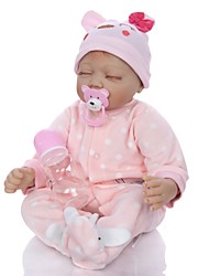 cheap -KEIUMI 22 inch Reborn Doll Baby &amp; Toddler Toy Reborn Toddler Doll Baby Girl Gift Cute Lovely Parent-Child Interaction Tipped and Sealed Nails 3/4 Silicone Limbs and Cotton Filled Body 22D65-C36-H94