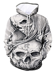 cheap -Men&#039;s Hoodie Graphic 3D Skull Hooded Halloween Daily Going out 3D Print Hoodies Sweatshirts  Gray