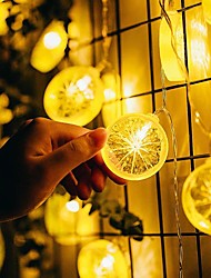 cheap -2M 10LED Fairy Lights LED Orange Lemon String Lights Battery Powered Christmas Garland Display Window New Year Wedding Family Party Decoration Without Battery