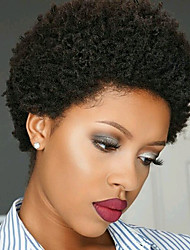 cheap -Remy Human Hair Wig Short Afro Curly Side Part Natural Cool Designers African American Wig Capless Chinese Hair Women&#039;s Natural Black #1B Dark Brown#2 6 inch