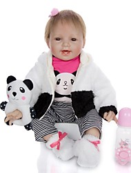 cheap -KEIUMI 22 inch Reborn Doll Baby &amp; Toddler Toy Reborn Toddler Doll Baby Girl Gift Cute Lovely Parent-Child Interaction Tipped and Sealed Nails Half Silicone and Cloth Body with Clothes and Accessories