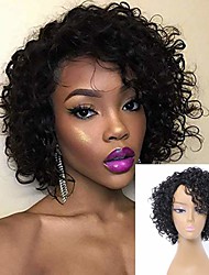cheap -Remy Human Hair Wig Short Curly Afro Curly Bob Asymmetrical Natural Black Party Women Easy dressing Capless Brazilian Hair Women&#039;s Girls&#039; Natural Black #1B 10 inch Christmas Gifts Daily Wear Vacation