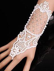 cheap -Lace Wrist Length Glove Gloves With Faux Pearl / Crystals / Rhinestones Wedding / Party Glove