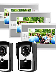 cheap -Wired 7 Inch Hands-free 800*480 Pixel Two To Three Video Doorphone Intercom System With Infrared Night Vision Camera