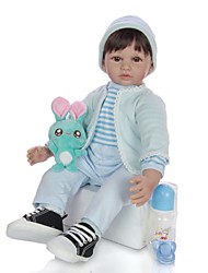 cheap -KEIUMI 24 inch Reborn Doll Baby &amp; Toddler Toy Reborn Toddler Doll Baby Boy Gift Cute Lovely Parent-Child Interaction Tipped and Sealed Nails Half Silicone and Cloth Body with Clothes and Accessories