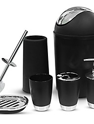 cheap -Bathroom Accessories Set Plastic 6 pcs Include Toothbrush Holder, Toothbrush Cup, Soap Dish, Hand Sanitizer Bottle, Waste bin and Toilet Brush Holder Set