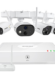 cheap -ZOSI Wire Free Surveillance System Outdoor 4Channel NVR with 4 1080p Rechargeable Battery Powered Security CamerasCard Slot