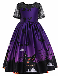 cheap -Witch Dress Kid&#039;s Girls&#039; Halloween Halloween Festival / Holiday Cotton Polyster Purple Easy Carnival Costumes
