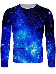 cheap -Men&#039;s T shirt Tee Shirt 3D Print Galaxy Graphic Round Neck Daily Long Sleeve Tops Basic Blue
