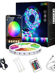 cheap -10M 33ft Smart SMD 5050 RGB LED Strip Light WIFI App Controlled Music Sync Work with Alexa Google Home Kitchen TV Party 180 LEDs with 24-Key Controller DC12V