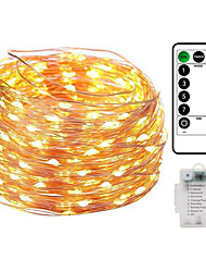 cheap -10M 100LED Waterproof Remote Control 8 Function Copper Wire LED String Lights Outdoor String Lights AA Battery-Powered Fairy Light Christmas Wedding Birthday Family Party Room Decoration Without Batte
