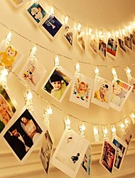 cheap -LED Photo Clip Copper String Lights 3M 9.8ft 20 LED Photo Clips Starry Fairy for Hanging Pictures Cards Bedroom Wall Decorations Home Décor