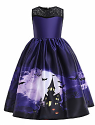 cheap -Witch JSK / Jumper Skirt Kid&#039;s Girls&#039; Vacation Dress Halloween Halloween Festival / Holiday Cotton Polyster Purple Easy Carnival Costumes