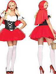 cheap -Little Red Riding Hood Dress Cosplay Costume Outfits Adults&#039; Women&#039;s Cosplay Vacation Dress Halloween Halloween Festival / Holiday Polyester Red Women&#039;s Easy Carnival Costumes / Headpiece