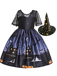 cheap -Witch Dress Hat Kid&#039;s Girls&#039; Vacation Dress Halloween Halloween Festival / Holiday Cotton Polyster Black Easy Carnival Costumes