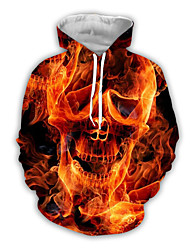 cheap -Men&#039;s Pullover Hoodie Sweatshirt Graphic Skull Hooded Halloween Daily Weekend 3D Print Basic Casual Hoodies Sweatshirts  Yellow