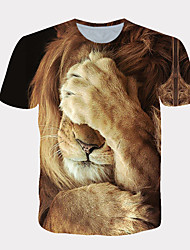 cheap -Men&#039;s Tee T shirt Shirt 3D Print Graphic Lion Animal Round Neck Daily Holiday Animal Pattern Fashion Short Sleeve Tops Streetwear Exaggerated Cool White Orange Yellow