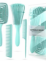 cheap -4 pieces detangling brush and hair comb set kinky wavy curly coily wet dry oil thick long natural hair,knots detangler easy to clean (green)