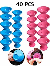 cheap -magic hair rollers silicone curlers,no clip no heat hair care roller,magic hair curlers silicone rollers professional diy curling hairstyle tools accessories for short long hair (20pink+20bule)