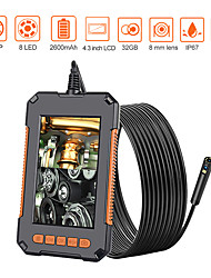 cheap -Endoscope Camera 1080P 8mm HD 4.3&#039;&#039; Screen Professional Dual Lens Inspection Camera Handheld Snake Camera with 8 LED IP68 Waterproof 2M