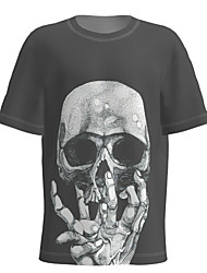 cheap -Men&#039;s T shirt Tee 3D Print Graphic Skull Round Neck Sports Weekend Short Sleeve Tops Basic Black