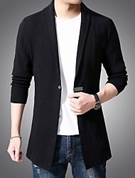 cheap -Men&#039;s Cardigan Knitted Solid Color Basic Long Sleeve Sweater Cardigans V Neck Fall Spring Gray Green Black