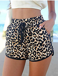 cheap -Women&#039;s Basic Shorts Pajamas Short Pants Daily Micro-elastic Leopard Breathable Mid Waist Loose Brown S M L XL XXL