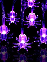 cheap -Halloween Lights Spider String Lights 20 LED Purple Spiders 3m 9.8ft Halloween Ghost Festival Horror Light String Toys Decoration for Party Costumes