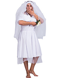 cheap -Ghostly Bride Dress Cosplay Costume Party Costume Adults&#039; Men&#039;s Cosplay Vacation Dress Halloween Halloween Festival / Holiday Polyester White Men&#039;s Easy Carnival Costumes / Headwear