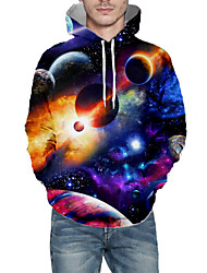 cheap -Men&#039;s Pullover Hoodie Sweatshirt Graphic Galaxy Star Print Hooded Daily 3D Print Basic Hoodies Sweatshirts  Long Sleeve Blue
