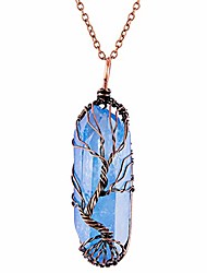 cheap -tree of life 7 chakra gemstone copper wire wrap irregular clear quartz point crystal pendant necklace(bronze titanium coated blue)