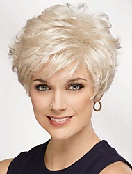 cheap -Human Hair Wig Full Machine Made Wig Short Straight Pixie Cut With Bangs For Women Brazilian Hair None Lace Wig Silver Human Hair Capless Wig For Old Women Silver Blonde Grey Color
