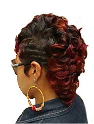 cheap -Synthetic Wig Curly Asymmetrical Wig Short Burgundy Synthetic Hair Women&#039;s Cool Highlighted / Balayage Hair Fluffy Burgundy