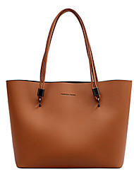 cheap -Women&#039;s Tote Handbags Tote Top Handle Bag PU Leather Zipper Daily Wine Black Brown