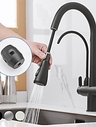cheap -Modern Style Deck Mounted Black Kitchen Faucets Pull Out Adjustable Cold and Hot Water Filter Tap for Kitchen Three Ways Sink Mixer Kitchen Faucet Brass