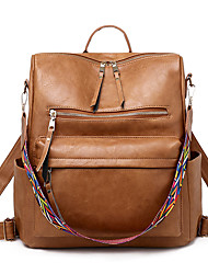 cheap -women fashion backpack purse, convertible ladies daypack colorful strap shoulder bag handbags, brown
