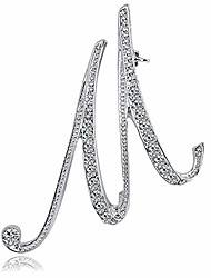 cheap -letter brooch pins initial rhinestone brooch for women crafts silvery m