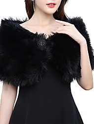 cheap -Short Sleeve Shawls Faux Fur Wedding Women&#039;s Wrap With Button