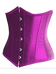 cheap -Corset Women‘s Plus Size Bustiers Corsets Nylon Polyester Cotton Classic Tummy Control Fashion Solid Color Shapewear Underbust Corset Hook &amp; Eye Lace Up Halloween Wedding Party Fall Blue S