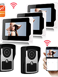 cheap -Tuya Smart 1080P HD Camera Wired 7inch Monitor DoorBell Video door bell Visual Intercom Rainproof Door Camera PIR Motion Detector