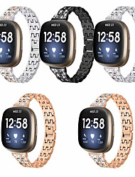voordelige -Slimme horlogeband voor Fitbit Versa 3 / Sense Fitbit Versa 3 Fitbit-gevoel Roestvrij staal Smartwatch Band Bling Diamant sieraden armband Vervanging Polsbandje