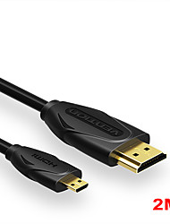 cheap -Vention Micro HDMI-compatible Cable 4K 3D Effect Micro Mini HDMI-compatible to HDMI-compatible Cable Male to Male for GoPro Camera Sony Projector Micro HDMI-compatible Cable 2m